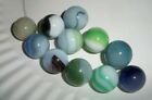ESTATE Find lot of 11 vintage Marble Blue White Green Swirl Glass Old lot #14