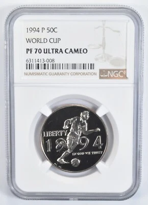 1994-P PF70 UC World Cup Soccer Commemorative Half Dollar NGC - Image 1 of 4