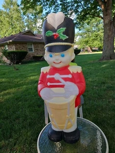 vtg 33" drummer boy marching band lighted blow mold xmas decoration tested works - Picture 1 of 10