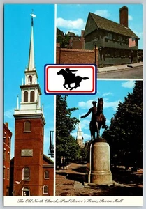 Cartolina Paul Revere Boston Old North Church punto di riferimento storico vista vintage - Foto 1 di 2