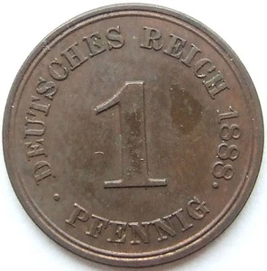 Coin German Empire Empire 1 Pfennig 1888 E in Uncirculated - Picture 1 of 2