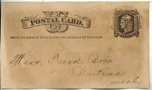 1881 U.S. Postage one cent Postal Card JOHN WINGLER of LOWELL MICHIGAN - Picture 1 of 2