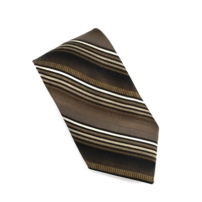 Corbata a rayas marrón seda 100 % Kilburne and Finch para hombre - 59,75" x 3,75" Foto 1 de 4