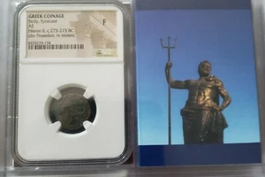 Hieron II, c 275-215 BC. Sicily Syracuse. Poseidon & Trident. NGC F  - Picture 1 of 4