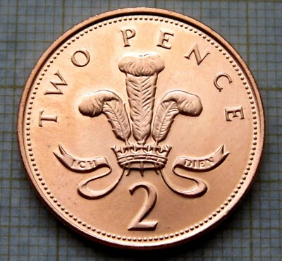 GREAT BRITAIN ELIZABETH II 2000 2 PENCE, Prince of Wales BADGE, MAGNETIC UNC - Image 1 of 4