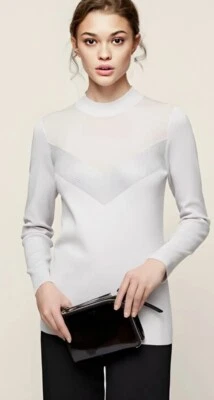 REISS Tracey Jumper size 10 --BRAND NEW-- grey long sleeve embelished - Image 1 of 4