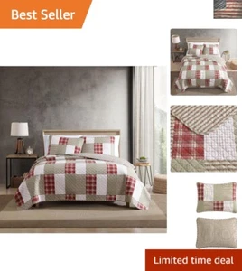 Breathable Cotton Reversible Quilt Set for Queen Beds - Easy Care & Stylish - Picture 1 of 12