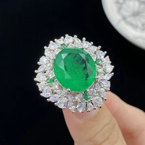New Luxury Jewelry Neon Green Citrine White Topaz Gems Charm Women Silver Ring - Picture 1 of 6