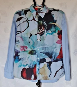 SHIRT VINTAGE AUTHENTIC DESIGUAL FLORAL ART LOGO BLUE MEN DRESS :US 17.5/EU 44 - Picture 1 of 6