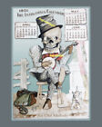 5X7 1901 Aprl May June Old Melody Banjo Skeleton Antikamnia Halloween Art Print