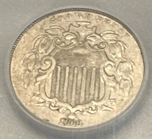 1868 SHIELD NICKEL ANACS AU 50 ACTUAL COIN #F1861 - Picture 1 of 4