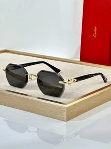 Cartier CT0439S 3.0 Sunglasses Black Gold Rimless Luxury Eyewear 100% - Picture 1 of 5