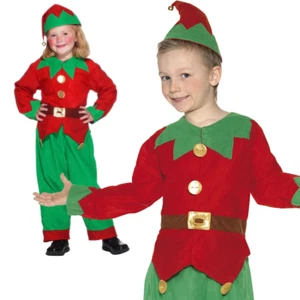 Costume Elfo Bambino Ragazzi Ragazze Natale Vestito Fantasia Babbo Natale Aiutante Bambini Età 4-12 - Foto 1 di 4