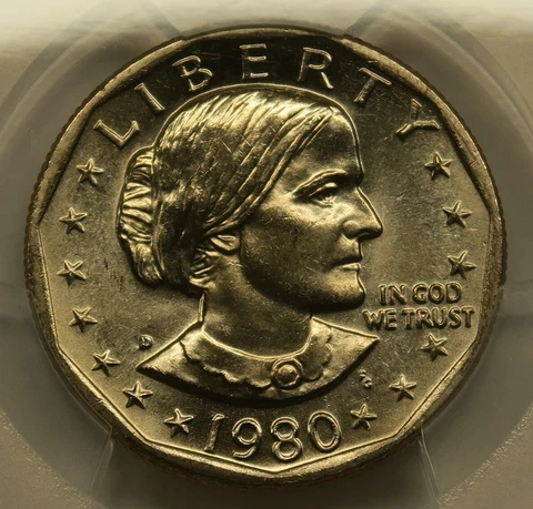 1980 D Susan B Anthony Dollar PCGS MS65 Cover