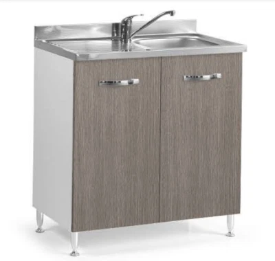Mobile Base per Cucina con 2 Ante Sottolavello Solo Cassa o Lavabo Moderno Olmo