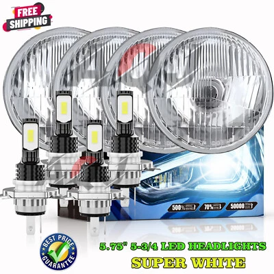 Fit Mercedes-Benz 380SL 450SL 560SL 4PCS 5.75" Round LED Headlights Hi/Lo Beam - Image 1 of 4