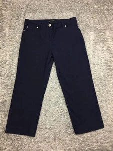 Zac & Rachel Capri Pants Womens Size 8 Blue Nylon Stretch - Picture 1 of 13