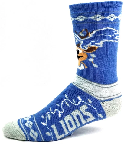 Detroit Lions Football Blue Christmas Sweater Stripe Reindeer Crew Socks Cover
