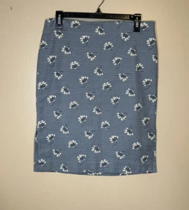 Ann Taylor Loft Outlet Pencil Skirt Size 10 Blue Floral Print Knee Length G1 - Picture 1 of 7