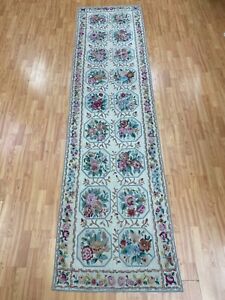 2'6" x 9'9" Chinese Needle Point Runner Oriental Rug - Flat Weave - Hand Made