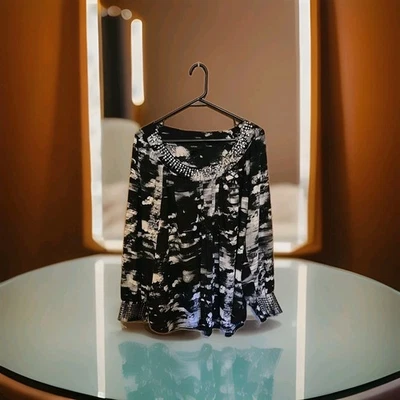 Women's Alfani Blouse Size 14 Pullover Top Long Sleeve Beaded Accents Clothing - Image 1 of 4