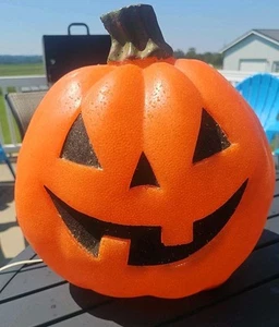 Vintage Halloween Melted Plastic Popcorn Jack O Lantern Pumpkin, Soft (Y1) - Picture 1 of 4