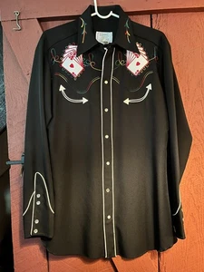 Vintage H Bar C Royal Flush 15 1/2 Pearl Snap Embellished Men's Western Shirt - Picture 1 of 9