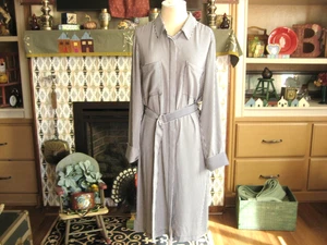 Vestido Camisa Casa Blanca Mercado Negro Talla 12 Rayas con Mangas con Pestaña de Cinturón * BONO - Imagen 1 de 12