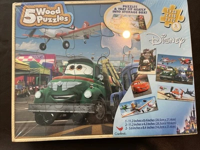 2014 Cardinal Puzzles Disney Pixar Cars 3 rompecabezas de madera con bandeja y caja de almacenamiento Foto 1 de 3