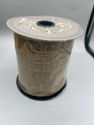 D. Stevens Gold Natural Wired Christmas Ribbon  4" x 10 Yards Peace Praise New - Image 1 of 4