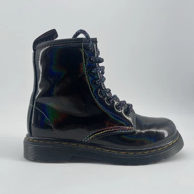 Botas Dr. Martens arco-íris couro envernizado 1460 jovens crianças meninas tamanho 11 - Imagem 1 de 4