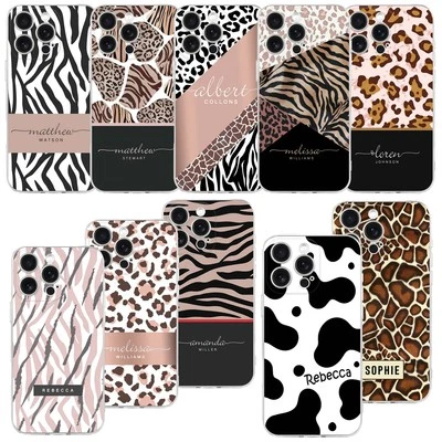 Funda Personalizada para Teléfono iPhone 16e 12 13 14 16 15 Pro Piel Patrón Animales Foto 1 de 4