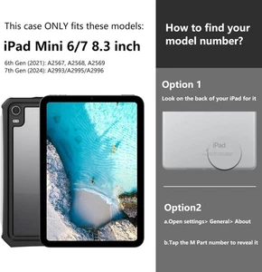 Case Fit with iPad mini 7(A17 Pro)/ 6 Generation 2024, Waterproof case,screen pr - Picture 1 of 10