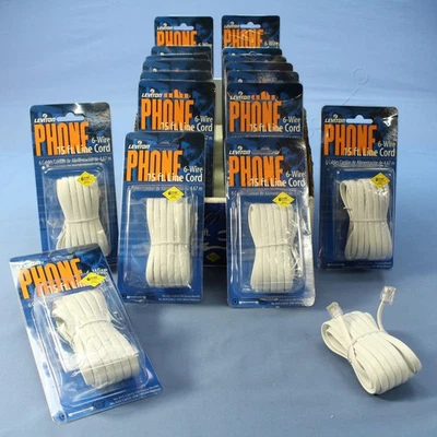 18 Leviton White 15' Phone Line Extension Cords 6-Wire RJ11 RJ14 RJ25 C2613-15W - Image 1 of 4