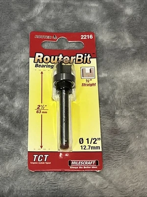 Milescraft 2216 1/2-Inch Bearing Guided Straight Router Bit for Mortising - Image 1 of 4