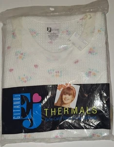 Vtg Gitano E J Thermals Girls Crew Neck Long Sleeve Vintage Floral NIP - Picture 1 of 5