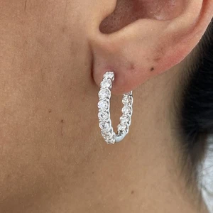 Round Lab-Created Diamond Hoop Earrings 2.30ct F/VS 14K White Gold - Picture 1 of 7