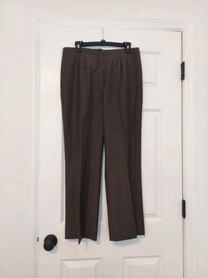 Pantalones de vestir de lana Escada a rayas marrón para mujer piernas rectas, talla: 42 Foto 1 de 4