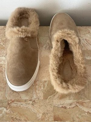 Nuevas pantuflas Ralph Lauren para mujer de gamuza oveja tostada, talla 8 Foto 1 de 4