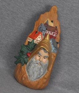Weihnachtsmann Gesicht Kunstholz Keramik Bergdorf Stechpalme - Bild 1 von 8