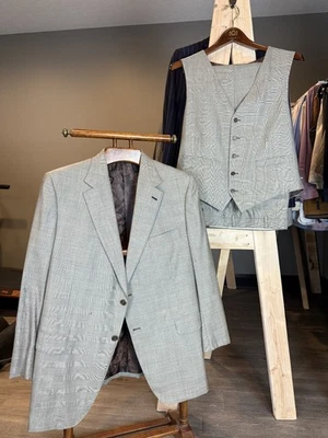 Traje Personalizado de 3 Piezas Nobility By Astor & Negro Gris Cachemira Mezcla Seda Foto 1 de 4