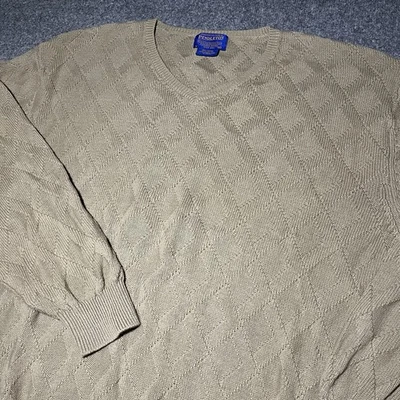 Vtg Pendleton Sweater Mens XL Textured 3D Knit V Neck Pullover Cotton 90s - Image 1 of 4
