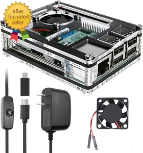 Funda Raspberry Pi 3 B+ con Ventilador Refrigeración Pi 3B Estuche con 3 Piezas Disipadores de Calor 5V - Imagen 1 de 3