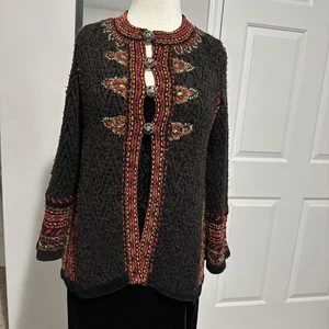 Curio Vintage 90s knit Cardigan Sweater Medium P Metal Buttons Lots Of Details - Bild 1 von 8