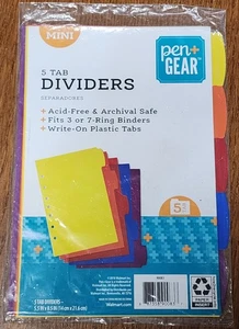 MINI 5 Tab Dividers 5.5 IN X 8.5 IN - Picture 1 of 2