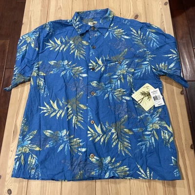 NWT Joe Marlin Hawaiian Shirt Men’s Large Blue Yellow Casual Floral Aloha - Image 1 of 4