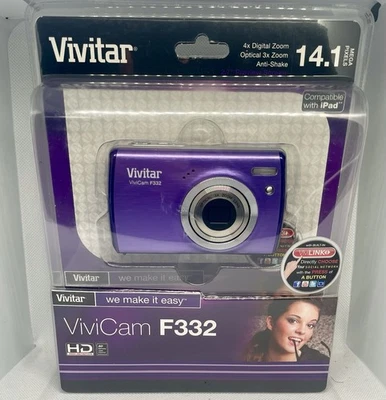 Vivitar Vivicam F332 Purple Digital Camera 4x Zoom 14.1 MP ~ NEW! - Image 1 of 3