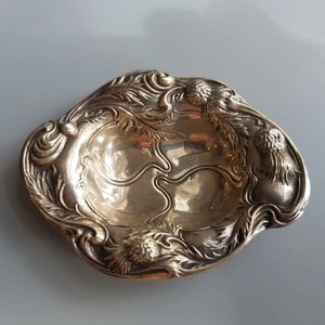 Antique Webster Sterling Silver Miniature Dish Thistles USA 9cm Art Nouveau 13gr - Picture 1 of 16