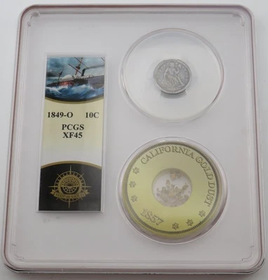1849 O 10 Cent XF45 SS Central America California Gold Dust Bob Evans PCGS - Image 1 of 4