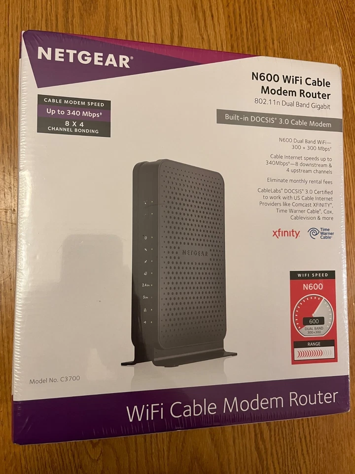Netgear N600 WiFi Cable Modem Router Dual Band Gigabit DOCSIS 3.0 C3700 - Image 1 of 1
